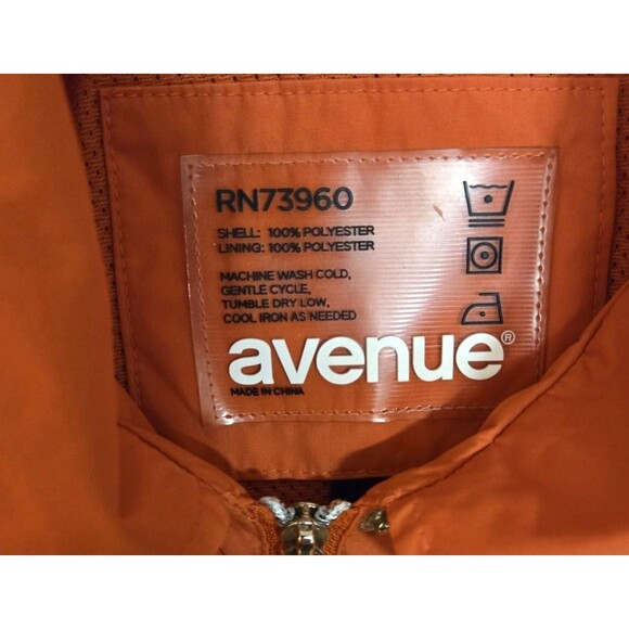 Avenue Women’s Plus 26/28 Rust Orange Anorak Jacket Drawstring Waist Lightweight - Picture 5 of 10